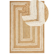 Tappeto di iuta naturale intrecciata con motivo geometrico Beige 200 x 300 cm stile boho camera da letto soggiorno