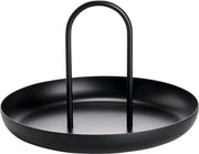 Piatto da servizio in metallo lucido a forma rotonda con maniglia - nero - piatto da servizio decorativo 

20 cm 
mat gelakt metaal 
handgreep 
zwart 
decoratief