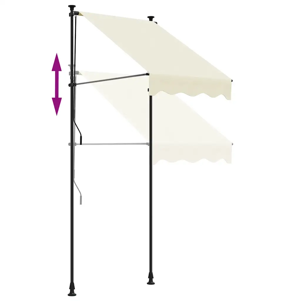 Tenda da Sole Retrattile Crema 100x150 cm in Tessuto e Acciaio 368743