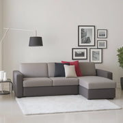 Azechiele, Divano Fisso con Penisola Sfoderabile Made in Italy, 260x95 cm Grigio Tortora\