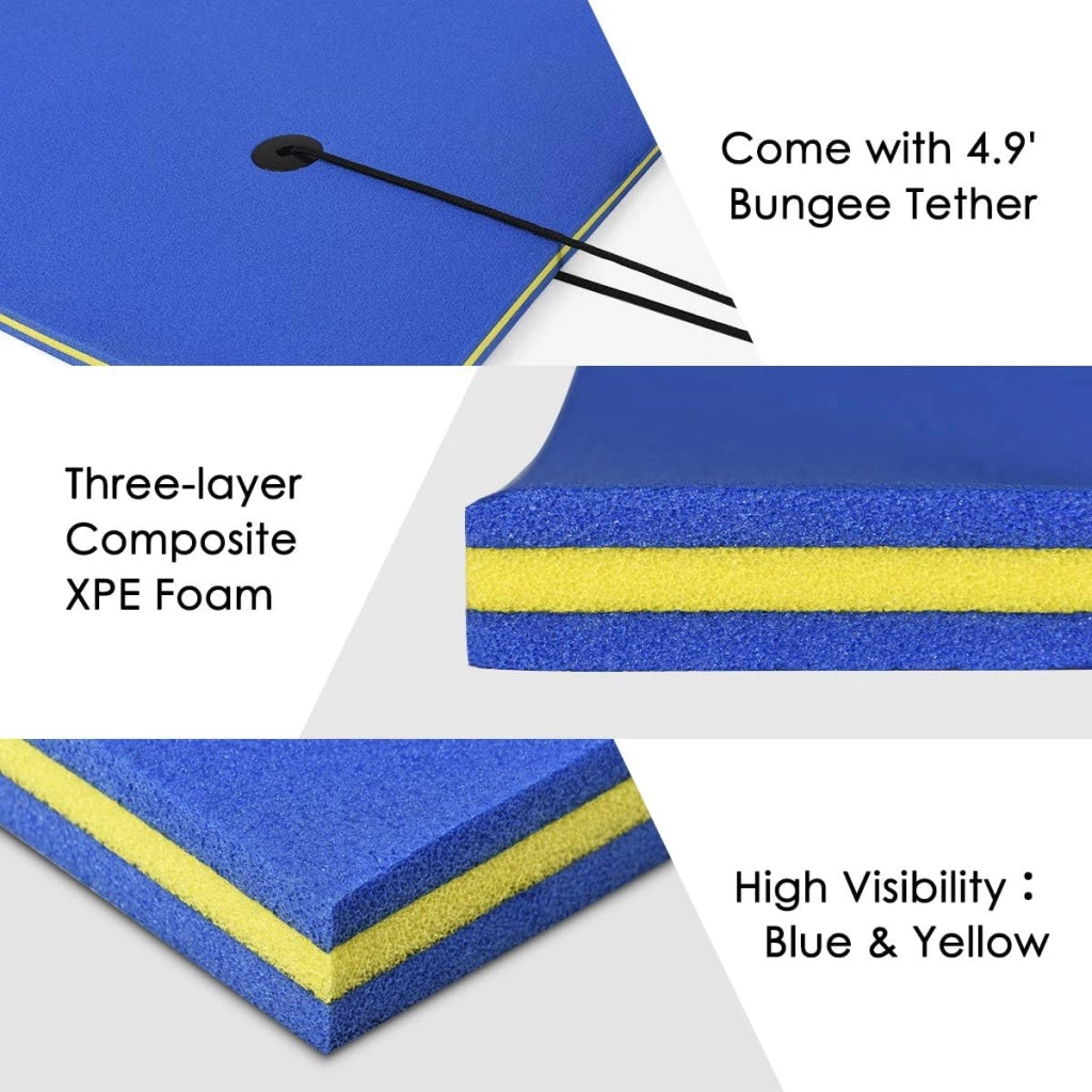 Tappeto Galleggiante per Piscina e Mare, 270 x 180 cm, Materassino Galleggiante in Schiuma per Rilassarsi e Divertirsi, Con Cuscino per la Testa (Blu 270 x 180 cm)