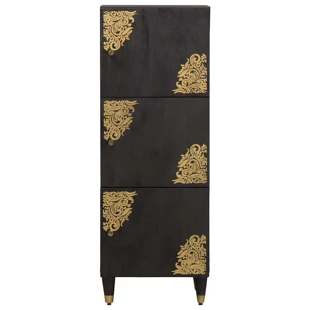 Credenza | Madia | Buffet da pranzo | Armadio da pranzo Nero 40 x 33 x 110 cm Legno di mango massello