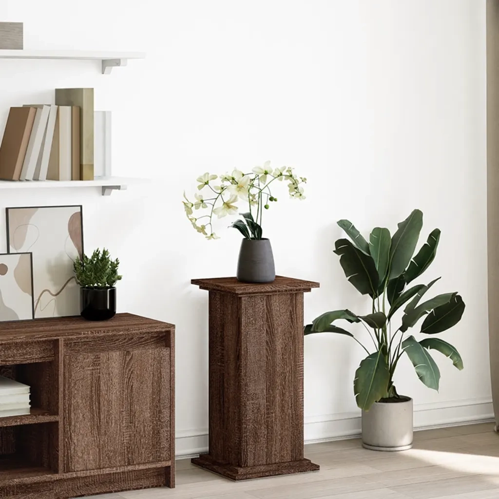 Espositore con Portaoggetti Rovere Marrone 31x30x60 Truciolato 854622