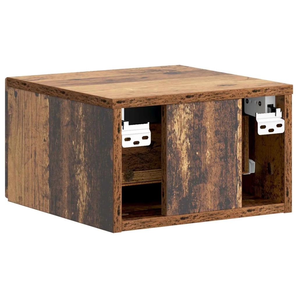 Mobiletto da notte a muro 2 pcs Legno antico 34,5 x 33 x 20 cm 899292