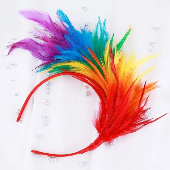 Fascia colorata a piume per donne - Fascia per matrimoni - Fascia per cocktail - Adatta per occasioni speciali