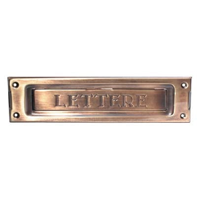 BUCALETTERE POSTA DA APPLICARE  OTTONE BRONZO SPAZZOLATO MM 235X60