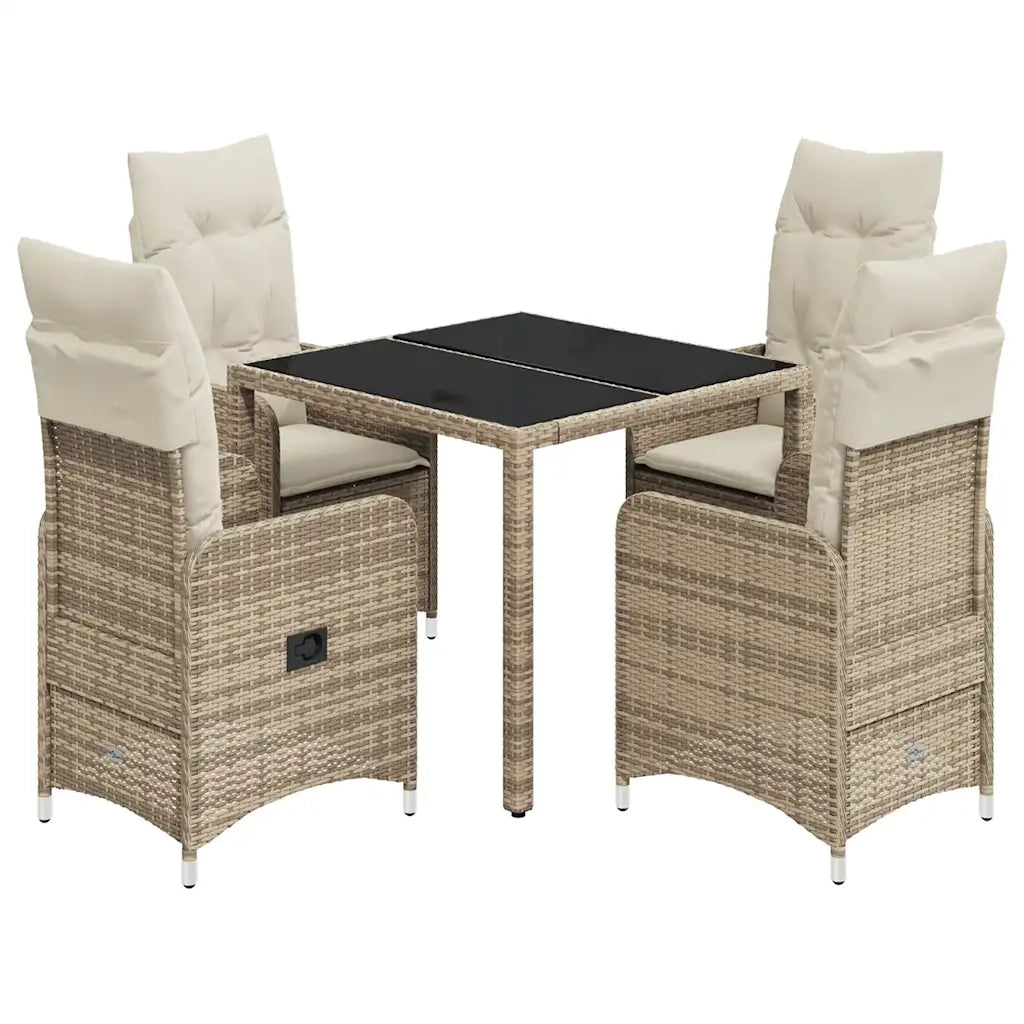 Set da BistrÃ² da Giardino 5 pz con Cuscini Beige in Polyrattan