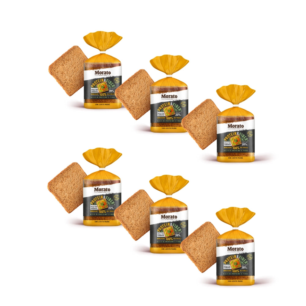 Morato protein e fiber pane a fette ricco di proteine e fibre 6 confezioni da 180 grammi