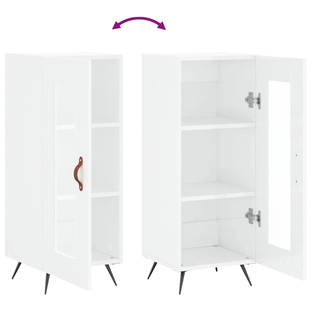 Buffet credenza cassettiera mobiletto mobile contenitore organizer per cucina soggiorno finitura lucida 34,5 x 34 x 90 cm legno ingegnerizzato bianco 02_0030628