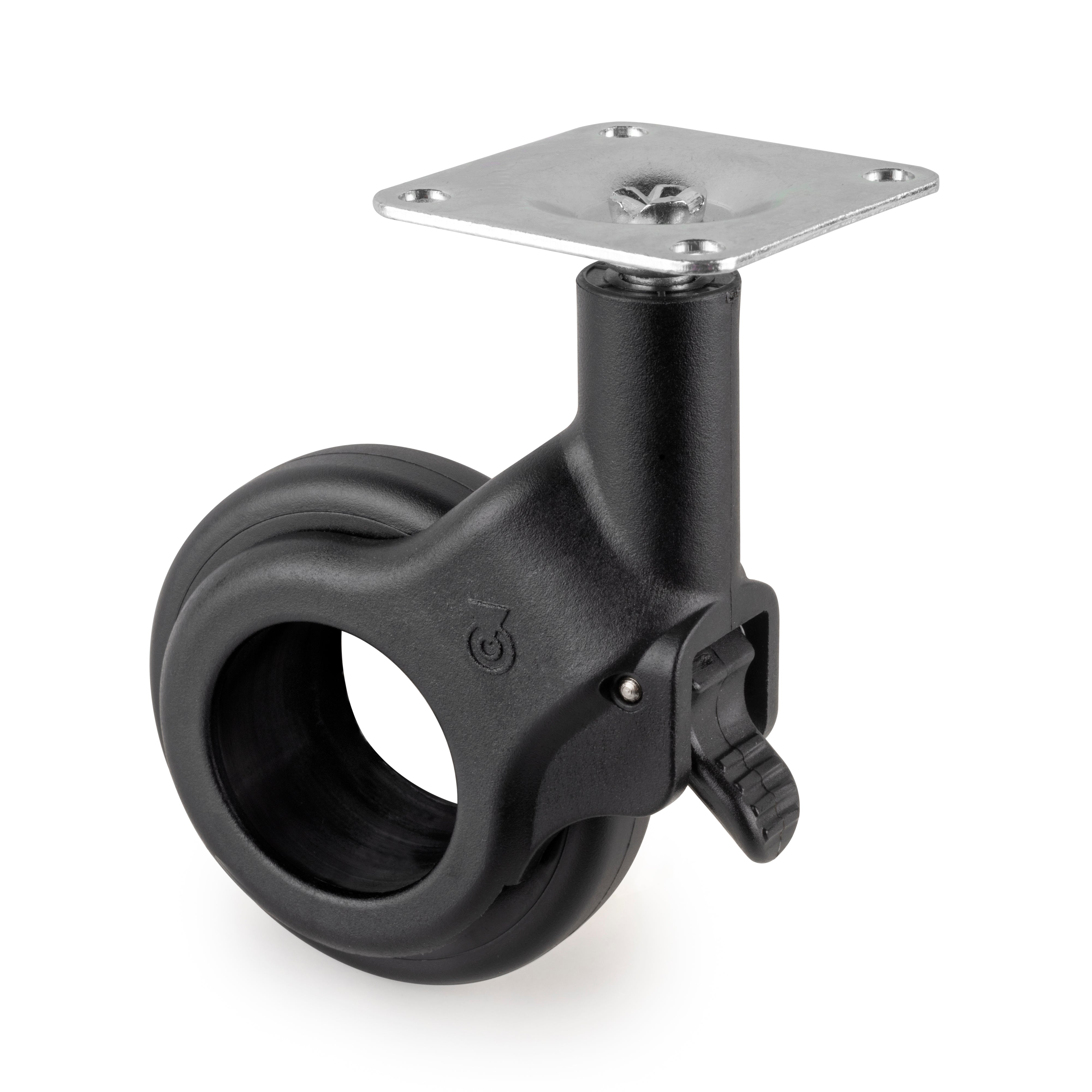 Kit 4 Ruote per Mobili Ø50 mm in Plastica e Acciaio Emuca Nero