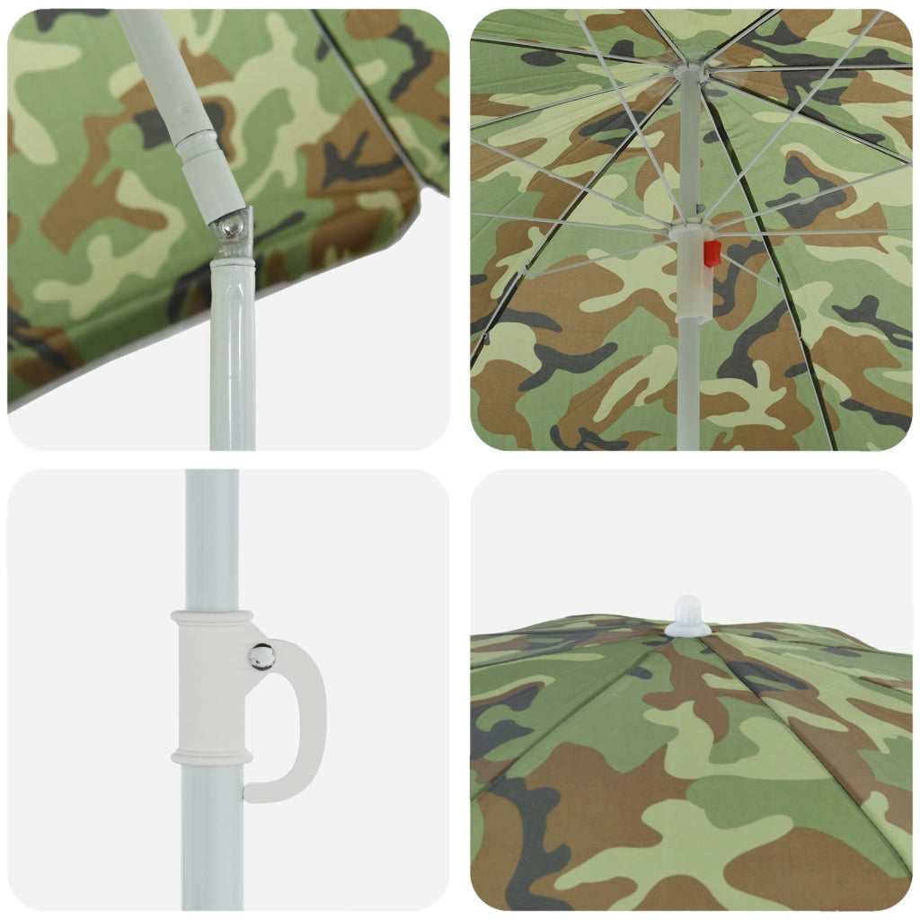 Parasol da Spiaggia  con Polo Metallico Camouflage 161x193 cm in Poliestere
