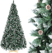 Albero di Natale Innevato 180cm, Albero di Natale Artificiale con 32PCS Pigne, Super Folto, Effetto Realistico e Rami con Aghi Anticaduta, Supporto in Legno, 1092 Punte, Decorazione Natalizia