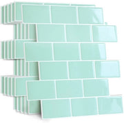Tegelstickers per Etichetta 3D per Bagno Cucina, Tegoli in Vinile Autoadesivi, Tegoli in Vinile Autoadesivi, Metro PVC Bianco Autoadesivo (10, Verde)