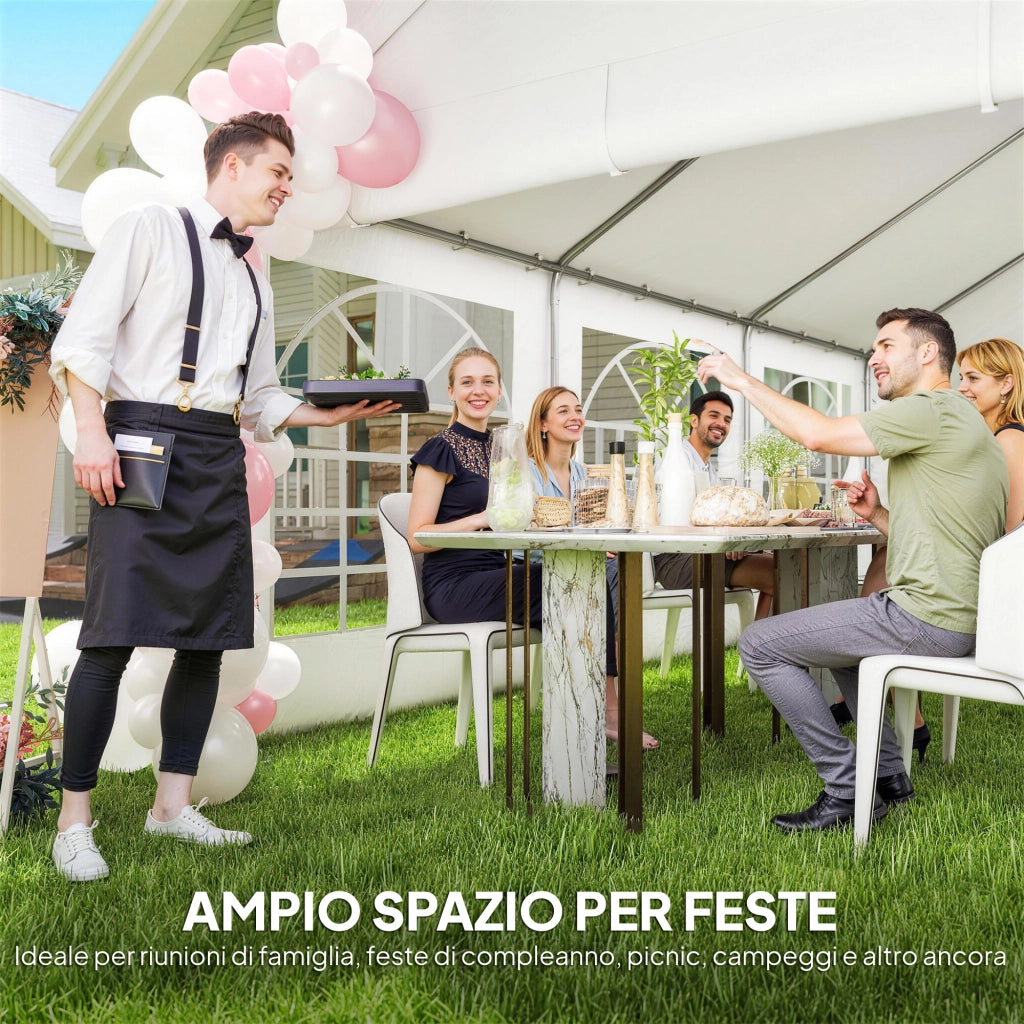 Tendone da Giardino 4x6 m ¨C zephmum ¨C Bianco, Acciaio, PE, 4 Pareti Laterali