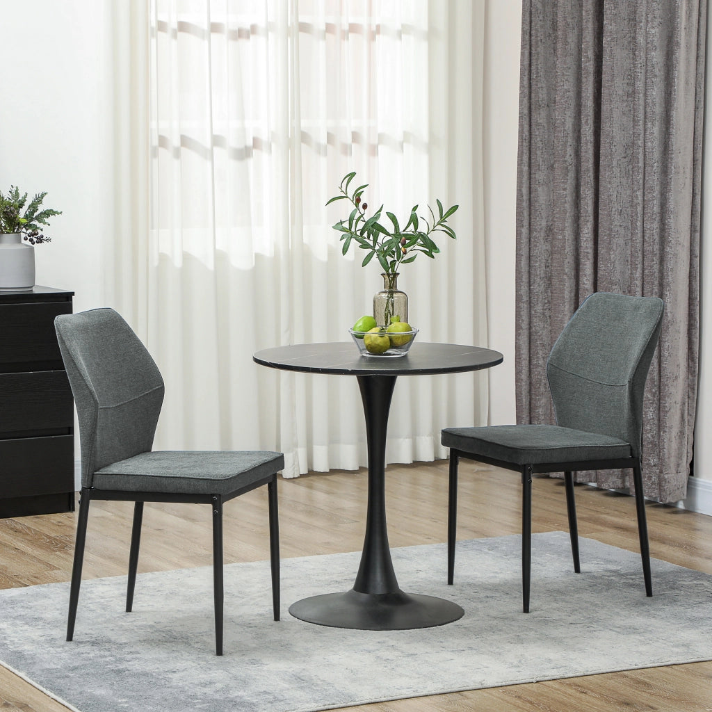 Set di 2 Sedie da Pranzo con Rivestimento in Velluto e Struttura in Metallo ¨C Zephmum ¨C Grigio 45x57x86 cm