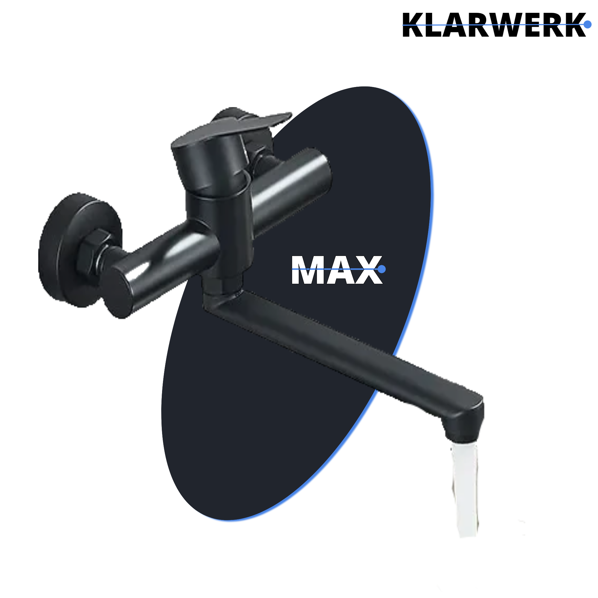 MAX | rubinetto miscelatore catering a parete nero | rubinetto cucina professionale in acciaio inox lungo e piatto | ristorante a parete bocca dritta