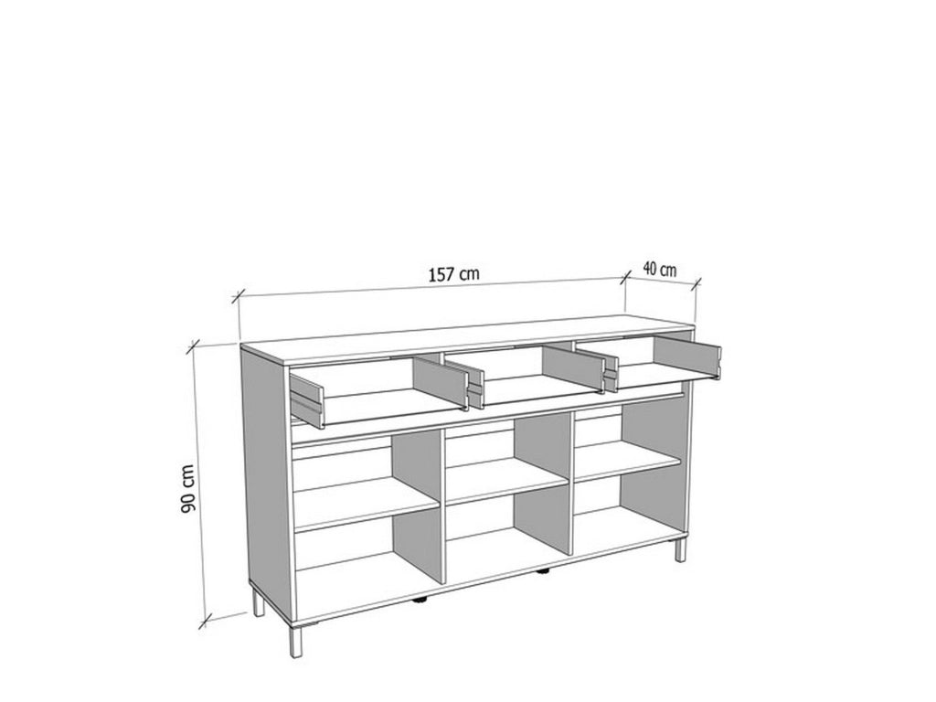 Madia Giarre, Credenza 3 Cassetti, 157x40x90h cm Bianco Crema