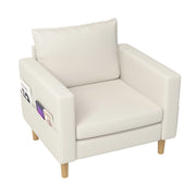 poltrona da lettura con tasche laterali; cuscino imbottito; in ciniglia beige 71 Ã— 68 Ã— 82 cm