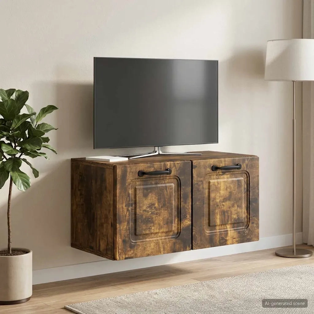Mobile Porta TV da Muro Rovere Fumo 59,5 x 31 x 30 cm 899390