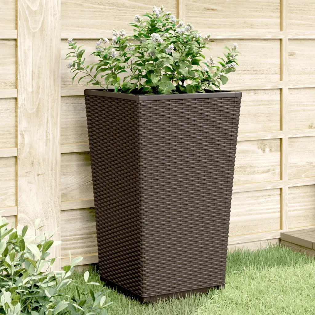 2 pz Fioriere | Cassetta per fiori | Vaso da Giardino Marrone 32,5x32,5x57 cm in PP