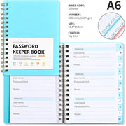 Libretto delle password - Libretto delle password per siti web - con etichette di indice alfabetico - Libretto di gestione delle password - A6 - Blu - Per siti web, indirizzi, contatti, ecc.