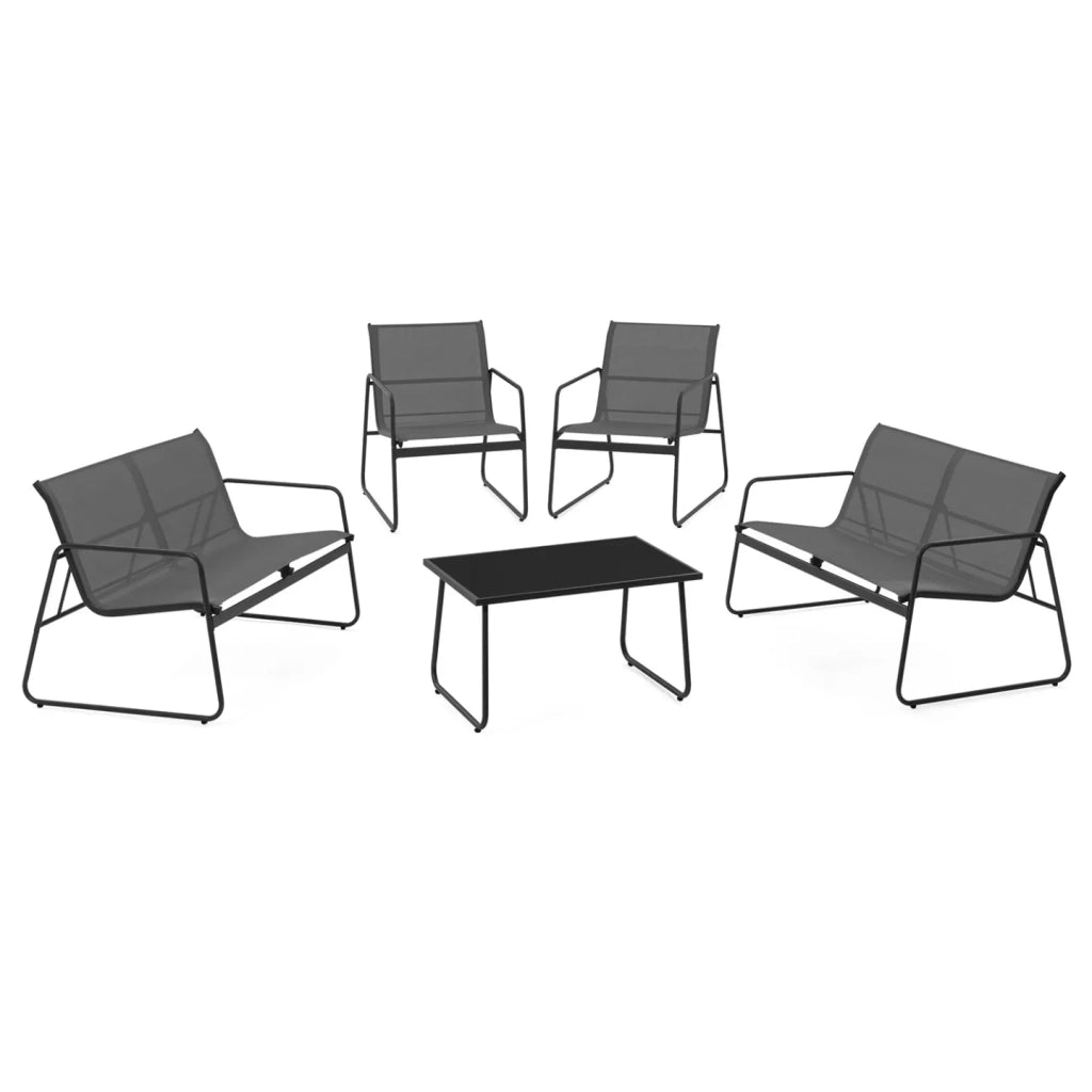 IDMarket - Set di mobili da giardino bassi MALAGA 6 posti con 2 divani, poltrone e tavolo in grigio antracite