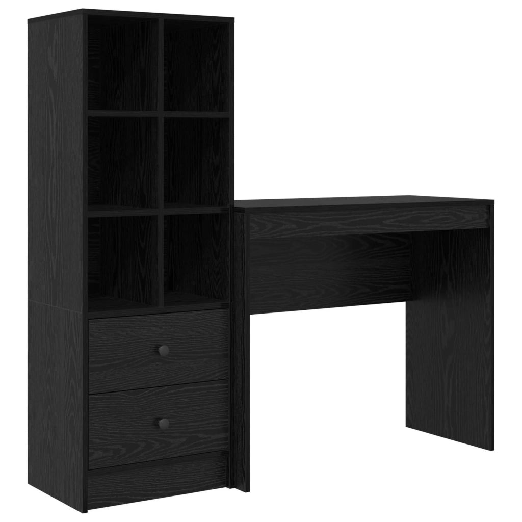 Scrivania con cassetto con lo scaffale 2 pcs Rovere Nero 3337322