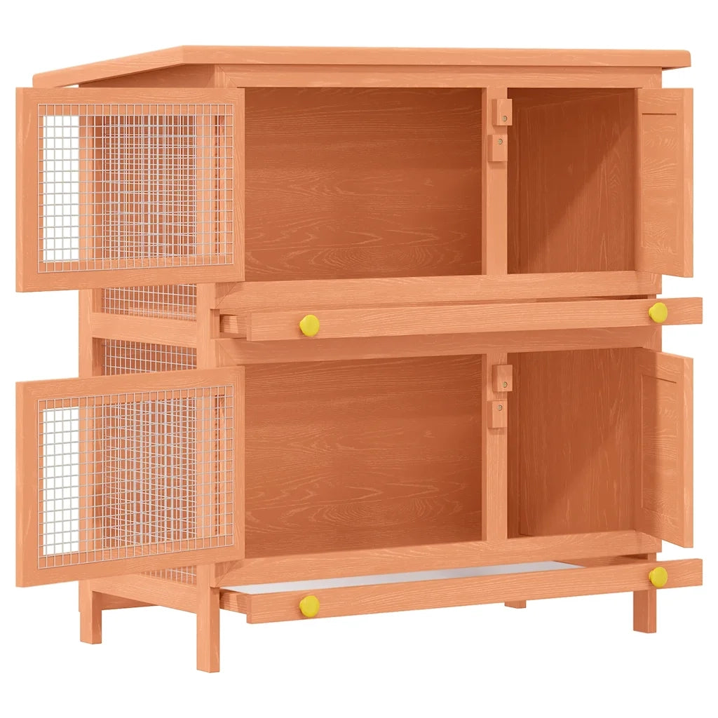 Conigliera all'Aperto Gabbia Piccoli Animali 4 Porte Legno 170159