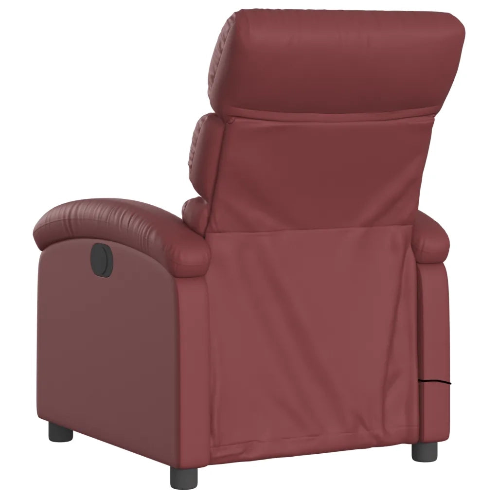 Divano Sedia-Poltrona Massaggiante Reclinabile Rosso Vino in Similpelle 351714