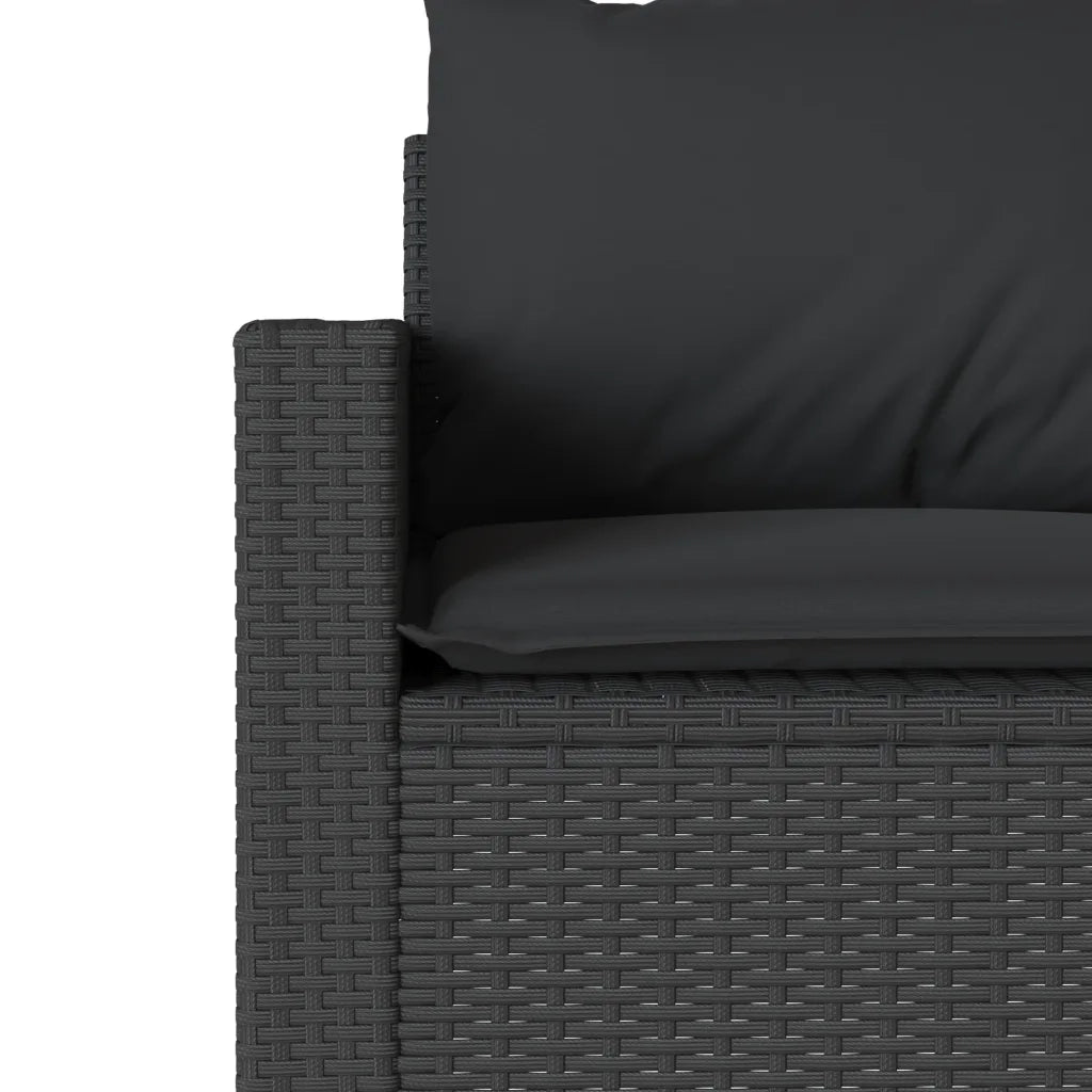 Set da Pranzo da Giardino 2 pz con Cuscini Nero in Polyrattan 366329