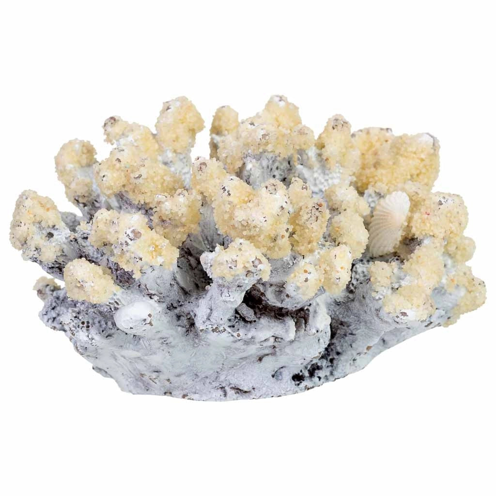 Figura decorativa a forma di corallo in resina bianca, 11x9x6h cm