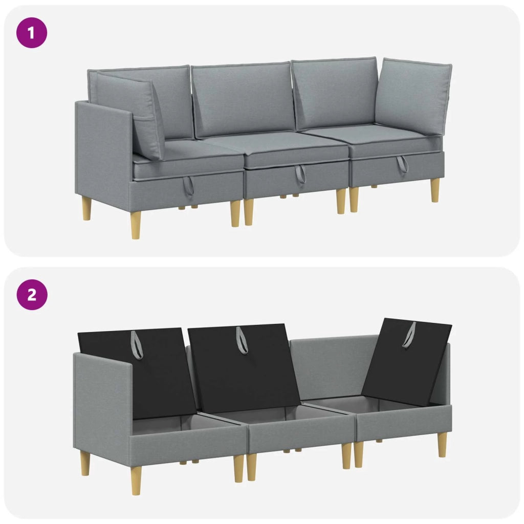 Set di divani modulari con spazio di archiviazione 3 pcs