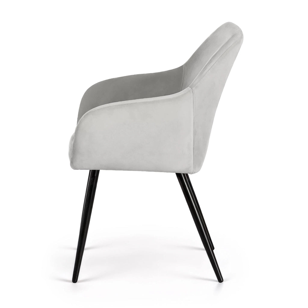 Set di 2 Sedie in velluto liscio ESTELLE Grigio gambe nere