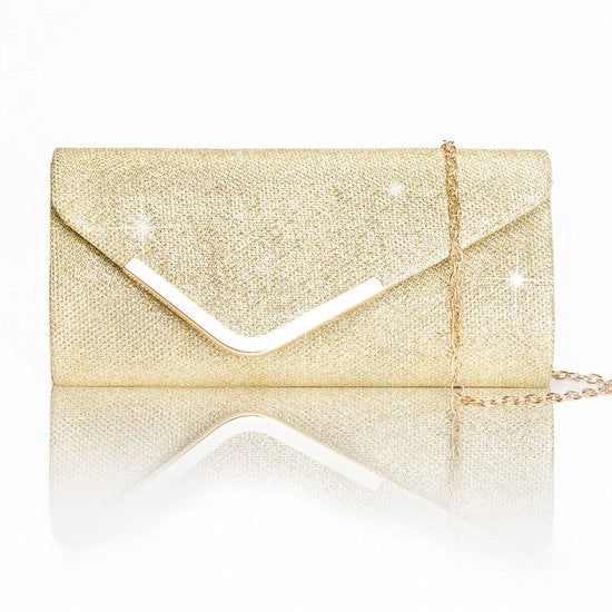 Clutch per donne, borse da sera lucide con pailletti e cinturino rimovibile, borsa per lettere per donne, borsa a tracolla elegante per matrimoni, feste, ricevimenti e festività (oro)