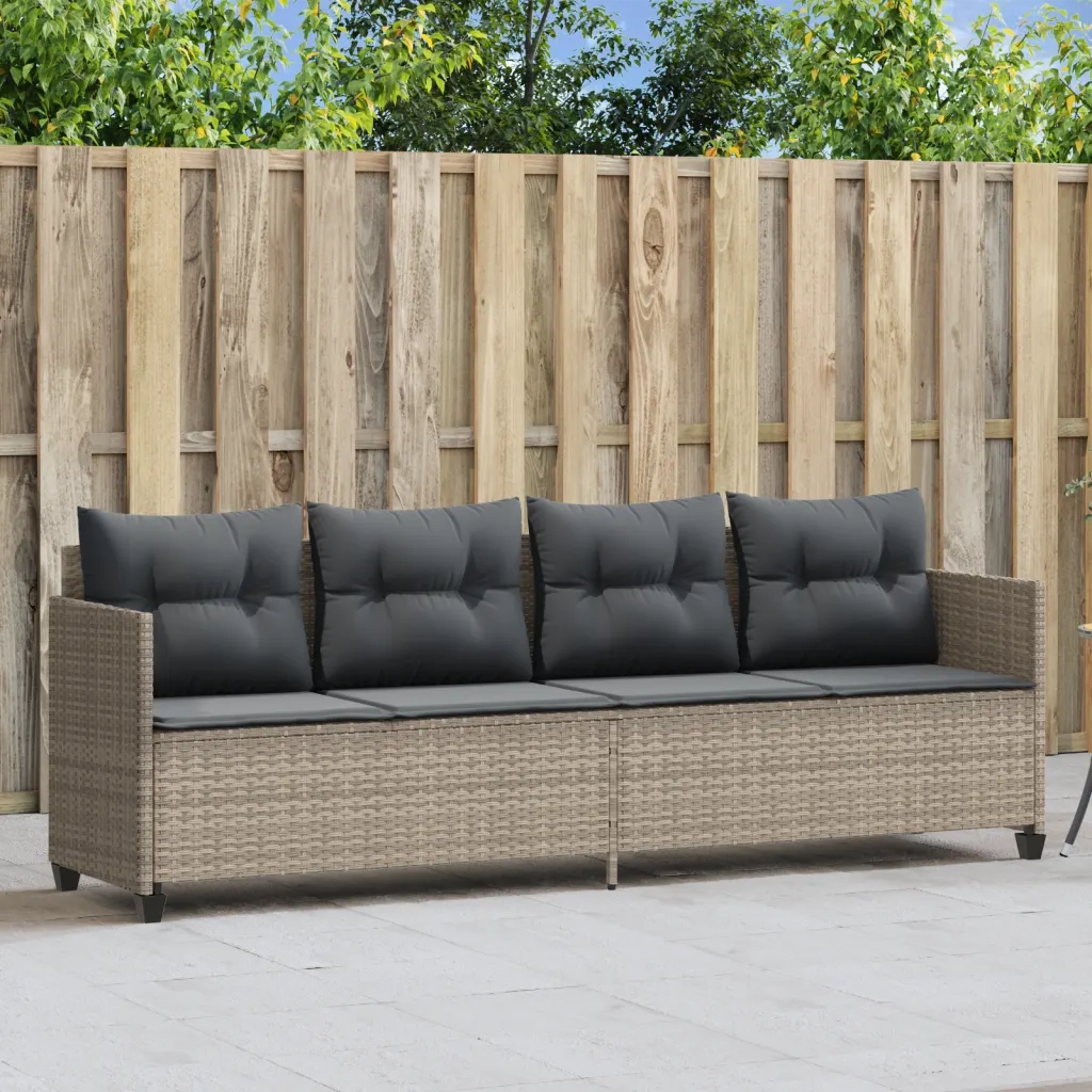Lettino Prendisole con Cuscini Grigio ChiaroÂ in Polyrattan