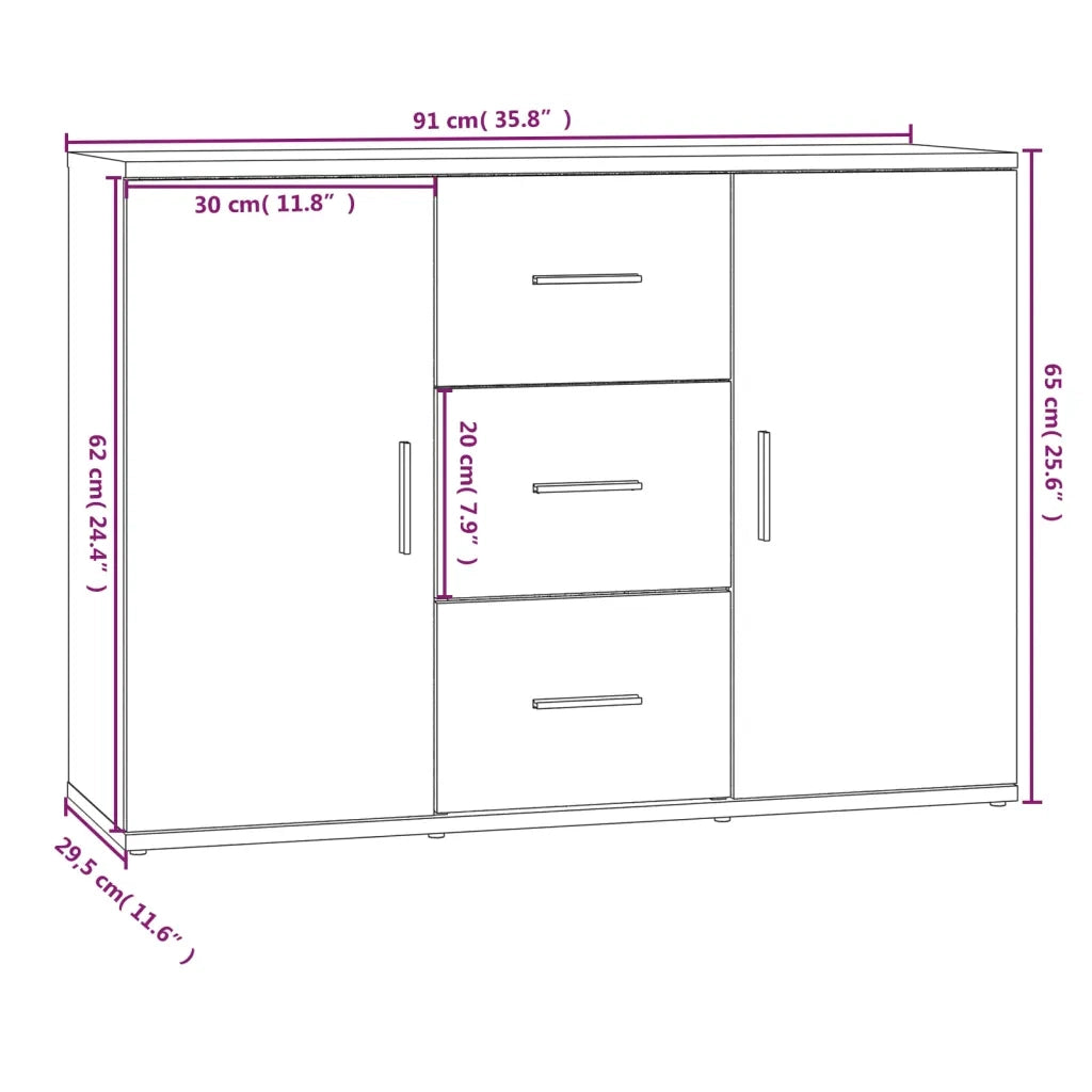 Credenza Grigio Sonoma 91x29,5x65 cm in Legno Multistrato 823348