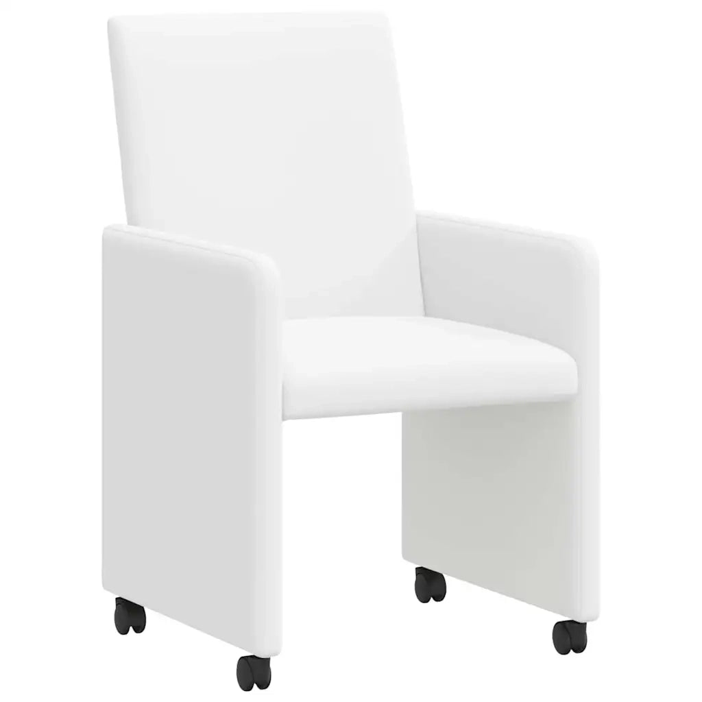 Sedie da Pranzo con Ruote 2 pz | Sedie da cucina Bianco 57 x 66 x 94 cm