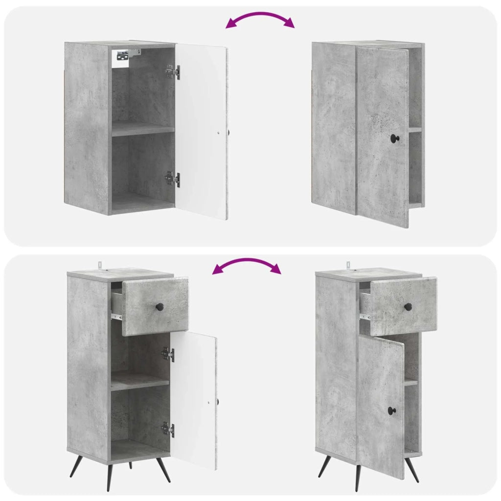 Set di armadietti da bagno in 3 pezzi BREDA Grigio Cemento 3417804