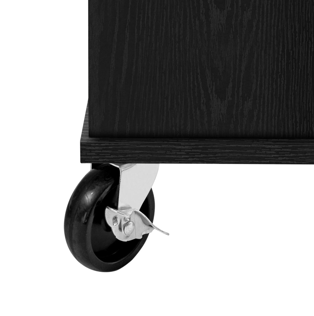 Isola da cucina 120x40-70x92 cm con piano ribaltabile e prese; in MDF e PB; nero naturale