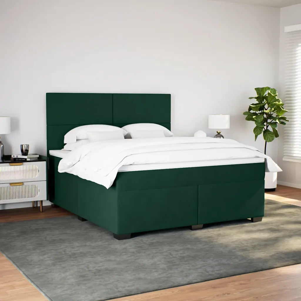 Giroletto a Molle con Materasso Verde Scuro 180x200 cm Velluto