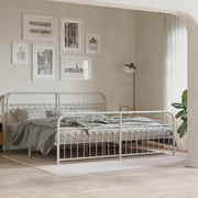 vidaXL Giroletto con Testiera e Pediera Metallo Bianco 193x203 cm
