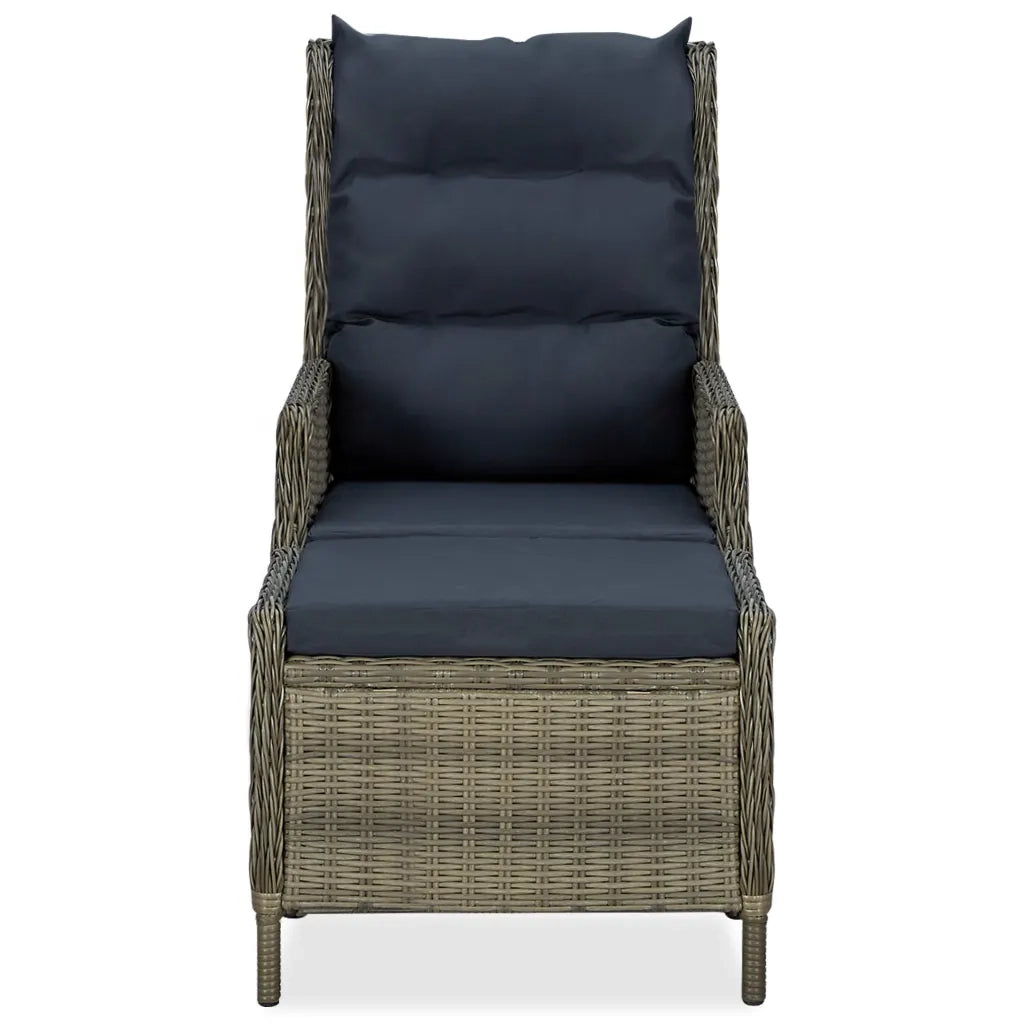 Sedia da Giardino Reclinabile con Pouf Polyrattan Marrone cod mxl 71221