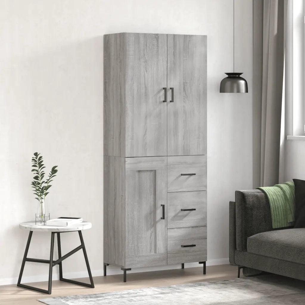 Credenza Grigio Sonoma 69,5x34x180 cm in Legno Multistrato 3196017