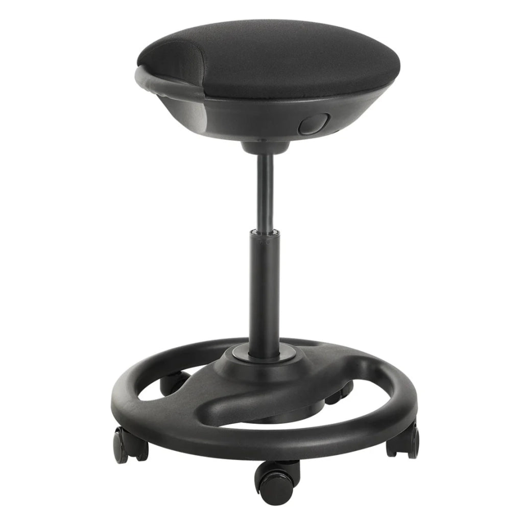 Sgabello da lavoro dinamico sedia da ufficio ergonomica girevole con rotelle seduta extra larga inclinazione di 10° altezza regolabile imbottitura spessa nero 12_0001457