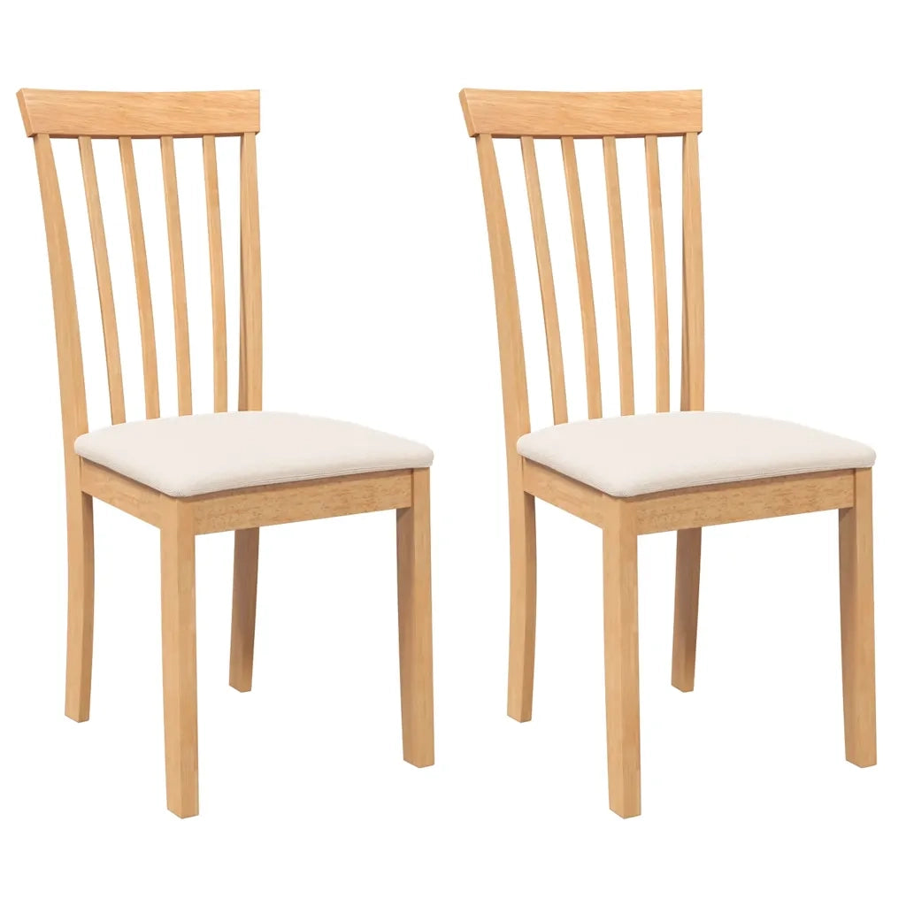 Sedie da Pranzo con Cuscini 2 pz Naturale Legno Massello Hevea 4102389