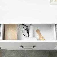 kleankin Mobile da bagno, armadio da bagno su piedi con doppia porta, cassetto, scomparti aperti, 80x34x81cm, bianco