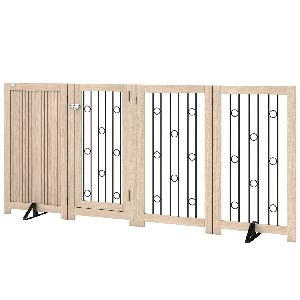 Cancello per animali domestici ¨C zephmum ¨C Grigio, MDF, Acciaio, 4 Pannelli