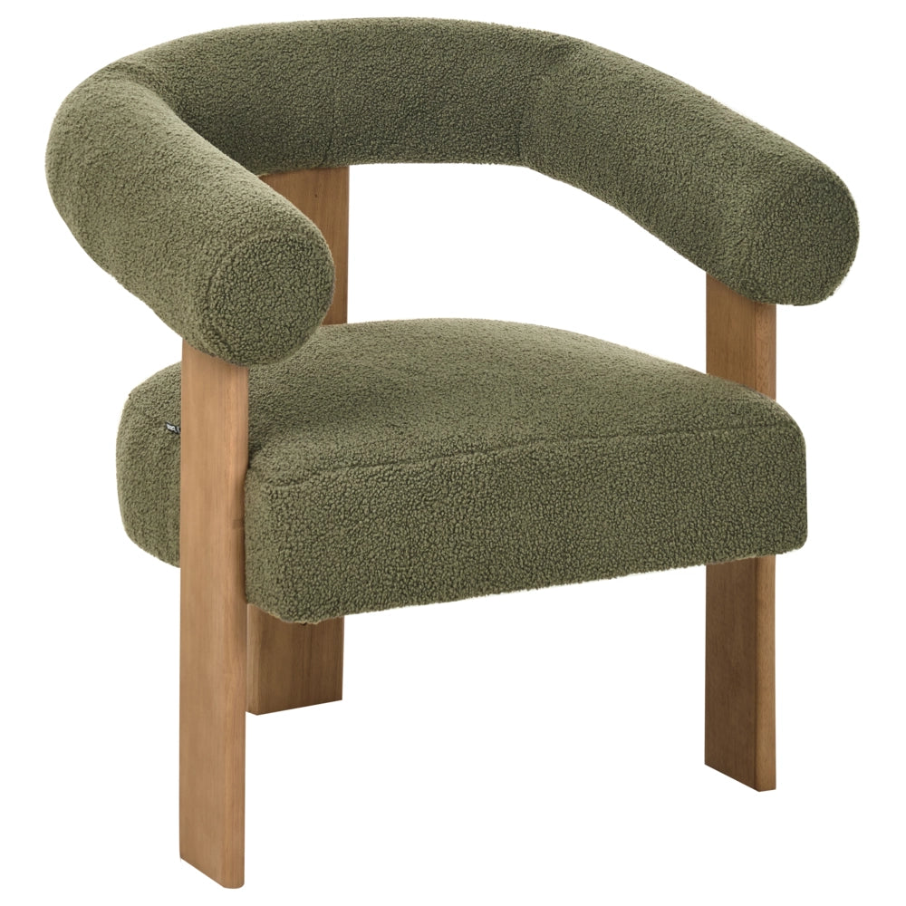 Set da salotto divano a 2 posti poltrona imbottita bouclé verde e marrone scuro stile retrò soggiorno