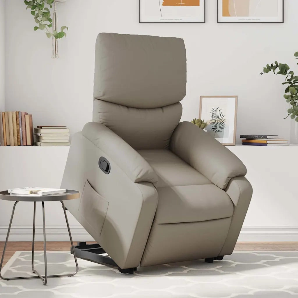 Poltrona | Sedia Relax Alzapersona Reclinabile Cappuccino in Similpelle