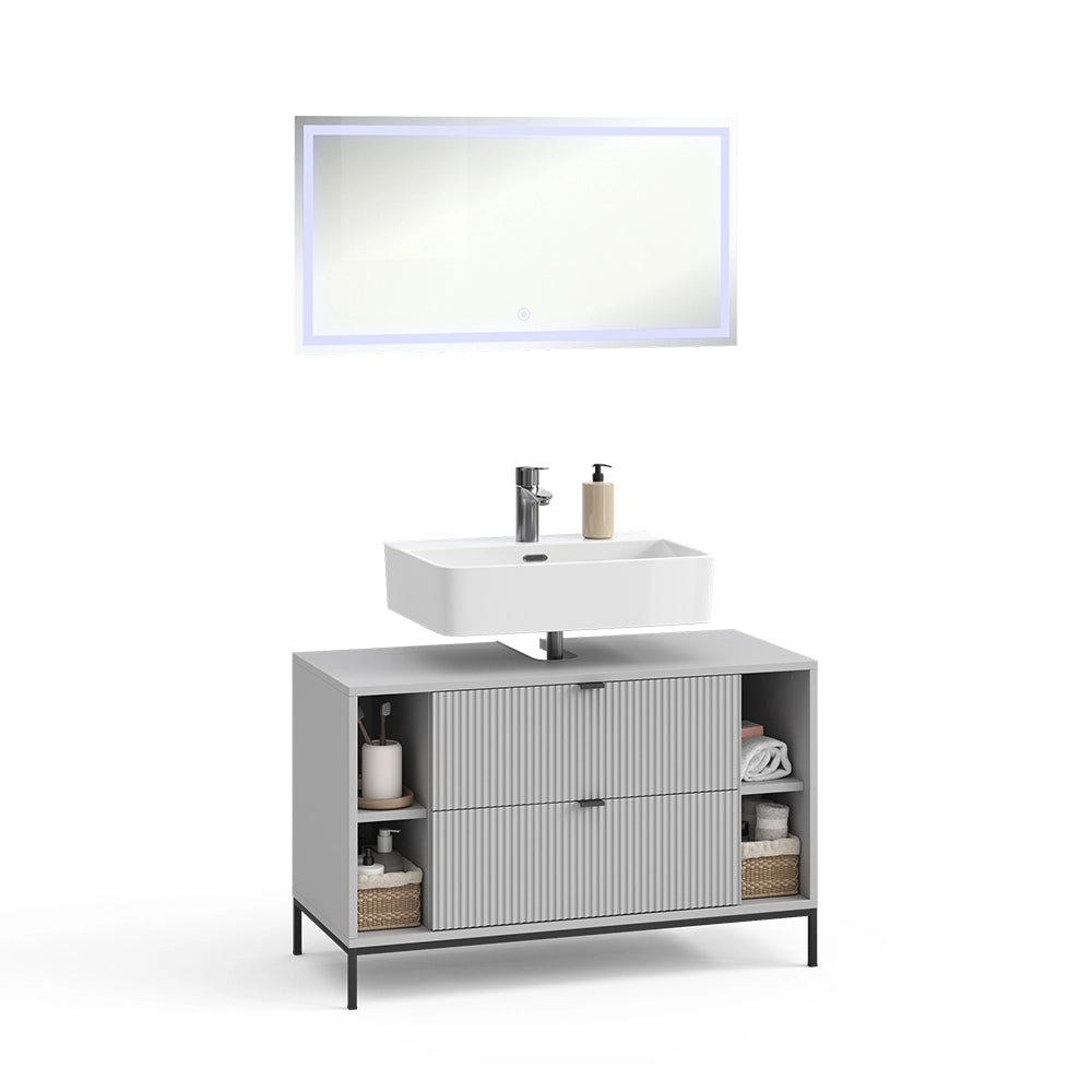 Vicco Set di mobili da bagno Grigio 2 parti